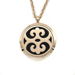 Aromatherapy Essential Oil Diffuser Necklace Rose Gold Stainless Steel Royalty